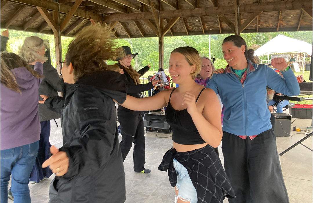 A dance-friendly festival: audience members enjoy the community contra dance